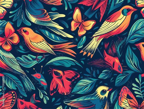 seamless pattern with birds