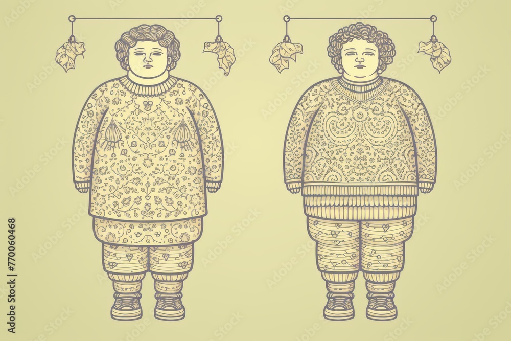 A fat obese woman standing on a scale with weight problems feeling stressed is an overweight and obese concept. - obrazy, fototapety, plakaty 