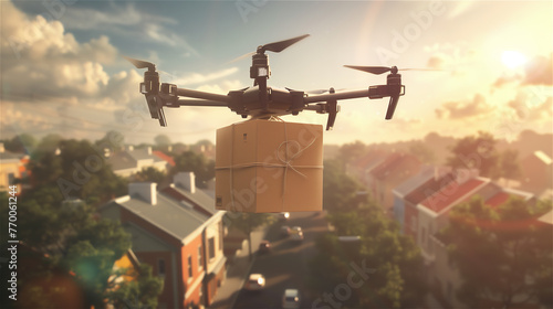 Obraz na płótnie Drone delivering a postal parcel. w salonie