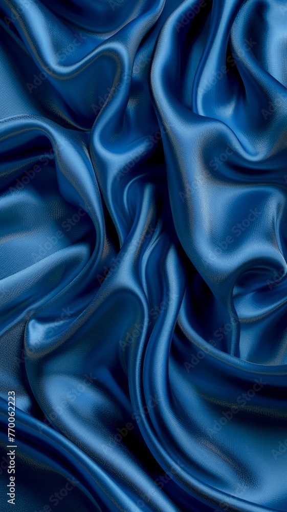 Close Up of Blue Satin Fabric. Generative AI Close Up of Blue Satin Fabric. Generative AI
