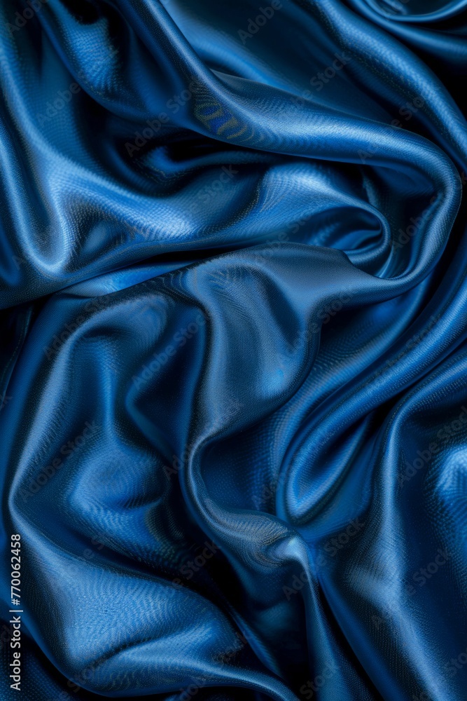 Fototapeta premium Close Up Of Blue Silk Fabric. Generative AI