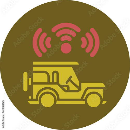 Autonomous Glyph Two Color Circle Icon