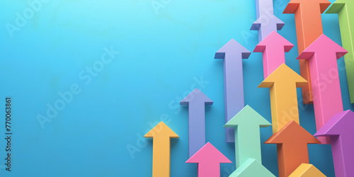 Arrows pointing upward symbolize growth, with one leading to ultimate success photo