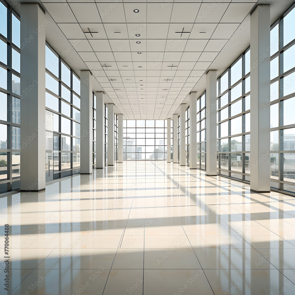 Fototapeta premium The empty hall of an office or medical institution with panorami