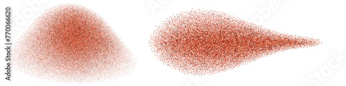 Spice powder splash. Chilli, red pepper, paprika. Spicy splatter; seasoned dynamic ground burst.  Vector isolated on white background, top view