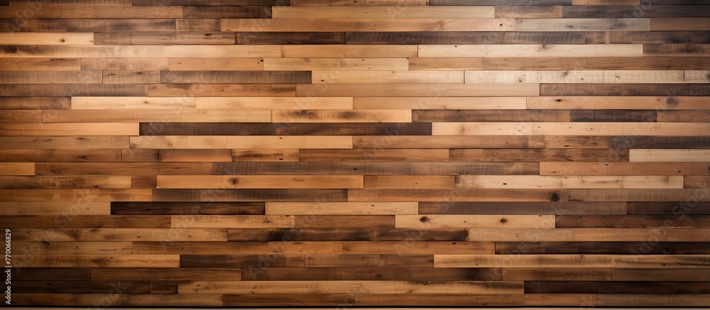 A rustic wooden structure displaying a multitude of individual planks arranged closely together for a textured appearance