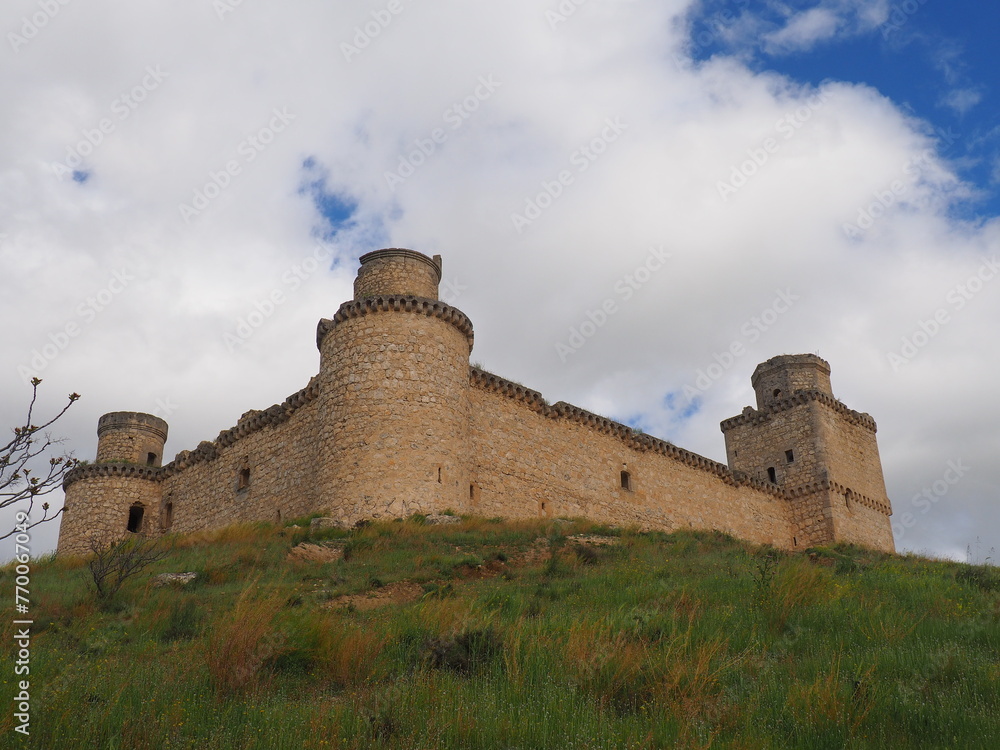 Barcience Castle, a medieval stone fortress in the Province of Toledo.