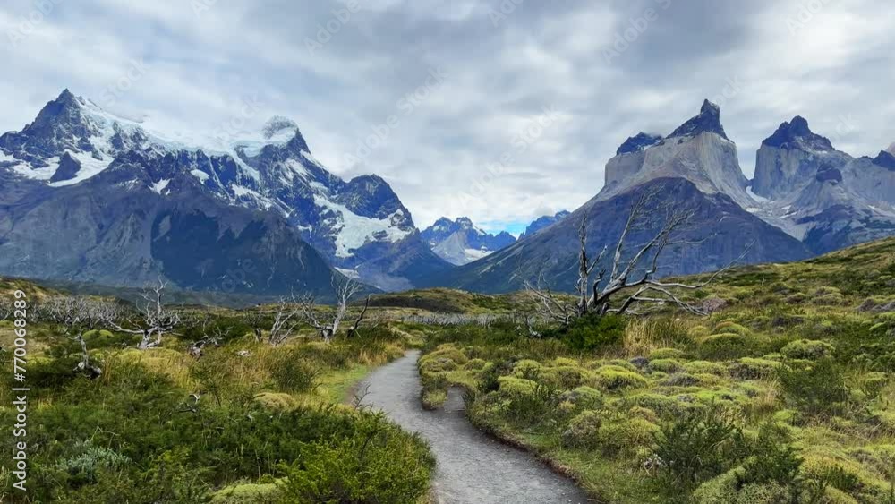 Mirador Cuernos Trail in Torres del Paine National Park in Chile Patagonia Mirador Cuernos Trail in Torres del Paine National Park in Chile Patagonia