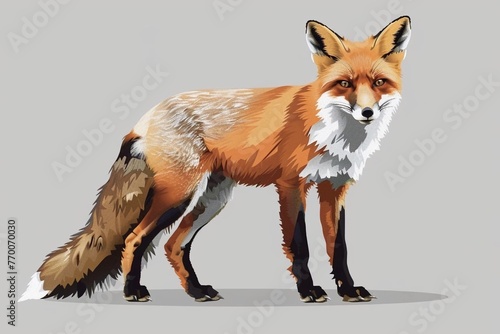 Illustration of a red fox on a plain background 