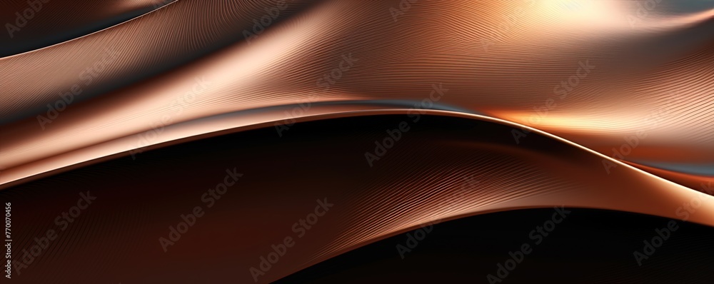 abstract background of metal texture surface, swirl ripple copper metal sheet layers , new and shiny reflective surface, Generative - obrazy, fototapety, plakaty 