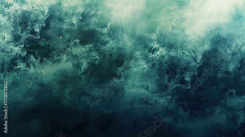 Abstract paint water. Color mist. Magic spell mystery. Dark green contrast vapor floating splash cloud texture background banner photo
