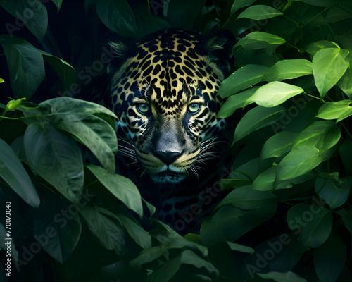 Jaguar in the jungle. panthera on nature background