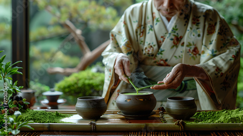 Japanese Tea Ceremony with Matcha photo
