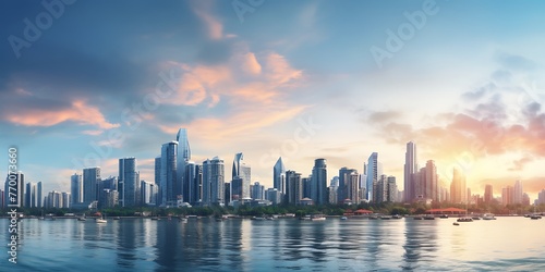 Panoramic view of modern skyscrapers in Shanghai, China © Graphicsstudio 5