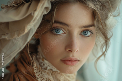 Gorgeous 19th-century woman. soft colors, brilliant eyes, a lovely face.