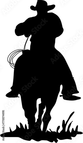 Cowboy riding horse - Cowboy with lasso and stetson hat - Ranch Life - Far west vector graphics -ideal as a sign, presentation, banner, sign, plaque, sticker, cricut, sublimation photo