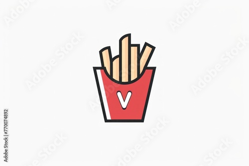 A logo design of French fries in red packaging photo