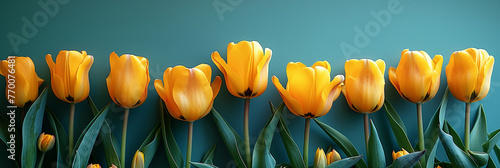 Creative concept for international mother and family day, Happy birthday. Yellow tulip flower arrangement. Background with tulips. Flowers close up. yelow tulips, greeting card
