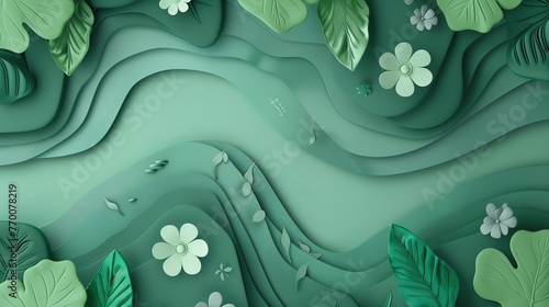 abstract green nature floral wavy shapes background photo