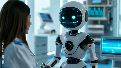 Obraz na płótnie A robotic artificial intelligence healthcare companion or doctor. w salonie