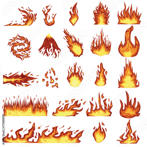 Set of Flame element on white background