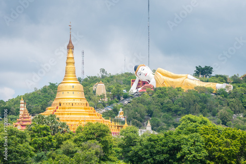amazing view of pagodas complex at moniwa, myanmar 