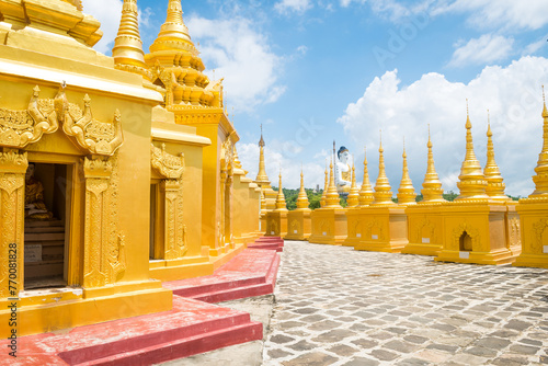amazing view of pagodas complex at moniwa, myanmar 