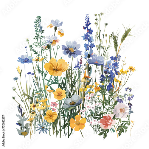 Whispering Wildflowers: Vector Meadow Scene