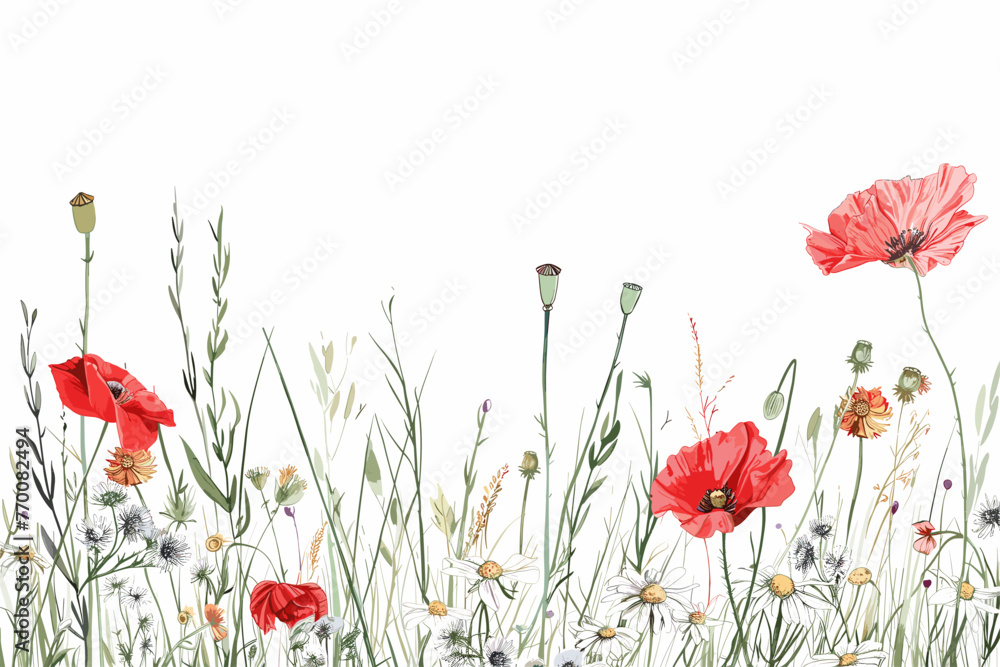 Naklejka premium Nature's Symphony: Vector Wildflower Composition