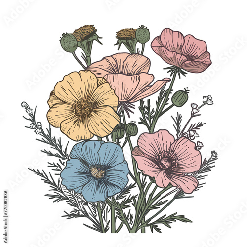 Whispering Petals: Meadow Flowers Vector