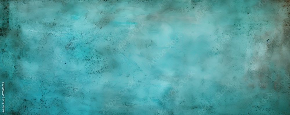 Turquoise barely noticeable color on grunge texture cement background pattern with copy space 