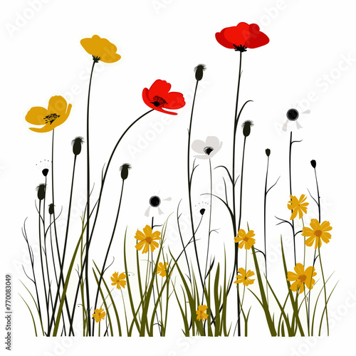 Spring Serenade: Vector Meadow Blossoms