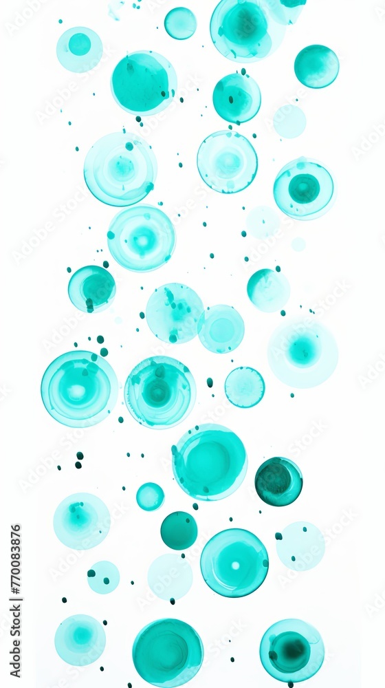 Turquoise thin barely noticeable paint brush circles background pattern isolated on white background
