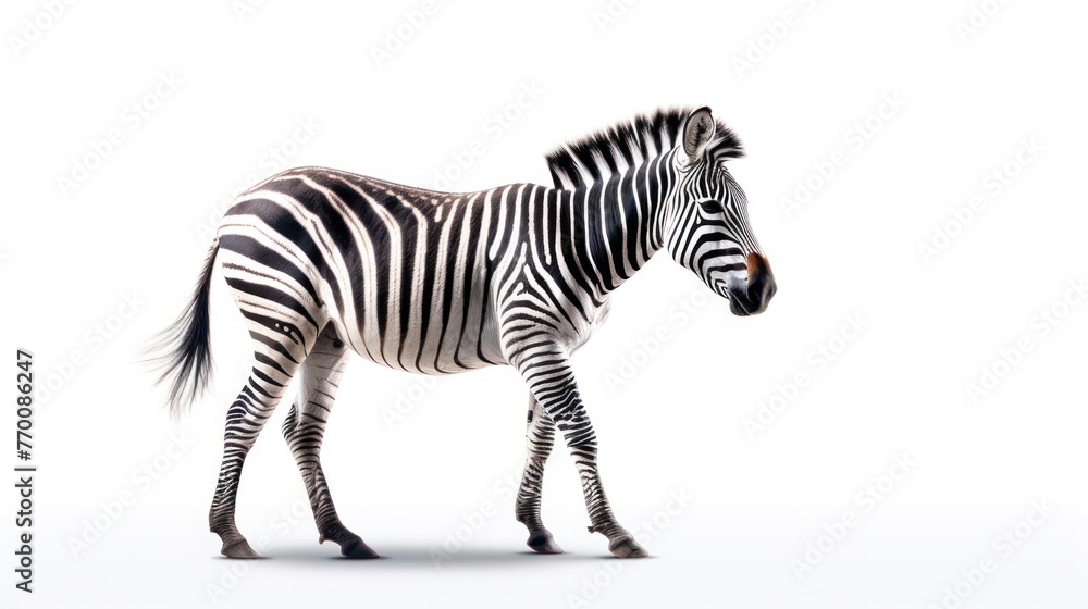 Fototapeta premium zebra pony white background 8k photography, ultra HD, sharp