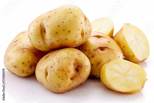 New potato isolated on white background close upisolated on solid white background. photo