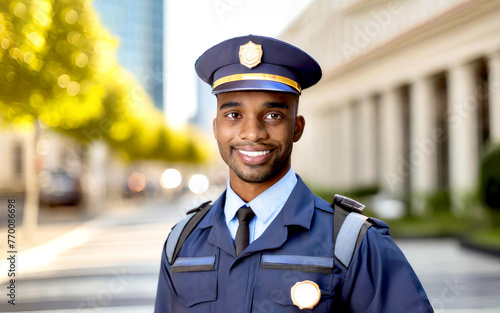 Polizist bei der Arbeit in der Stadt 