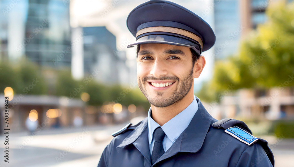 Polizist bei der Arbeit in der Stadt Polizist bei der Arbeit in der Stadt
