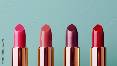 lipstick isolated on blue background