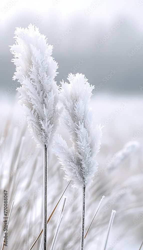 Intricate ice crystal formations on glass windowpanes forming a captivating winter background