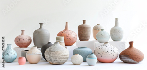 ??reate intriguing and unusual images of handmade ceramic products that captivate with their uniqueness and expressiveness on white background photo