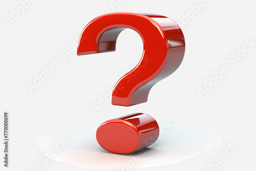 Red question mark , isolated on whiteisolated on solid white background.