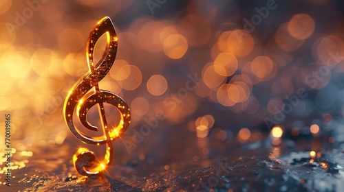 3d rendering music clef icon element on illuminated light background. AI generated image