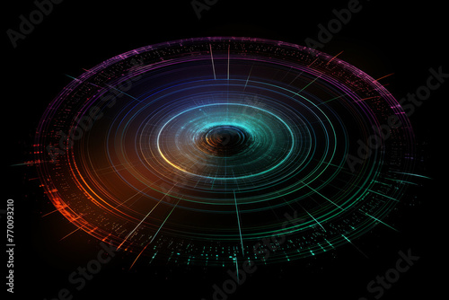 pie chart syntetic radio wave of jupiter magnetic field. Isolated. Black cosmos background