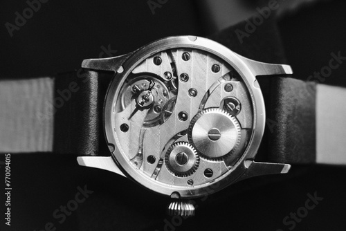 close up of a watch mechanism