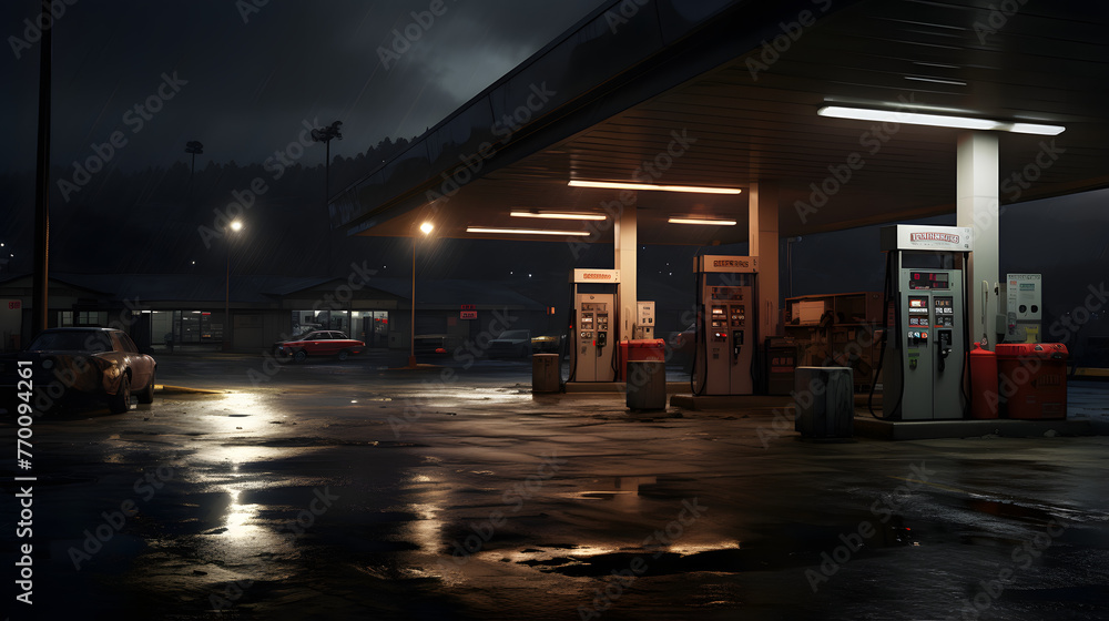 cozy, epic realistic gas station cozy, epic realistic gas station