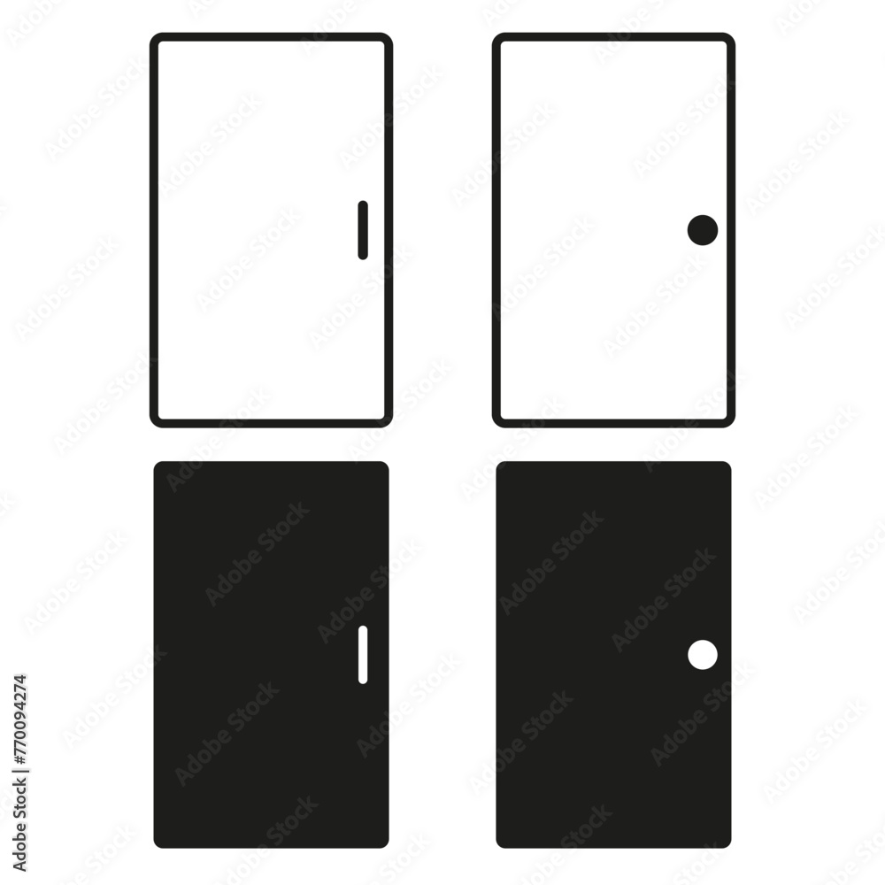 Collection of black and white door illustrations. All doors closed symbol. Residential and commercial use concept. Vector illustration. EPS 10. Collection of black and white door illustrations. All doors closed symbol. Residential and commercial use concept. Vector illustration. EPS 10.
