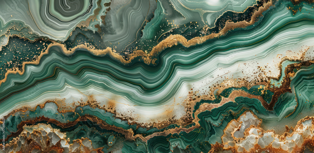 Close Up of a Green and Gold Marble Close Up of a Green and Gold Marble