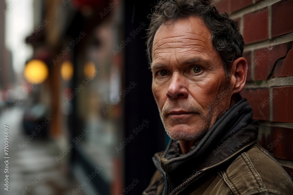 Portrait of a middle-aged man on a street in the city Portrait of a middle-aged man on a street in the city
