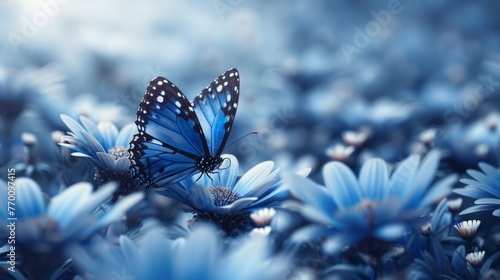 With butterfly half blue flowers bouquet modern illustration, you can grow at your own pace