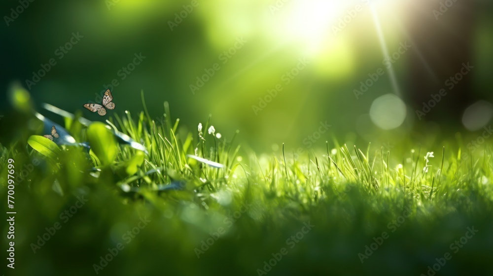 Natural green background of young juicy grass